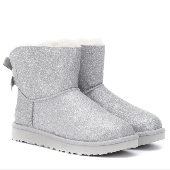 UGG Shoes - Ugg Mini Baily Bow Glitter Sheepskin Ankle Boots